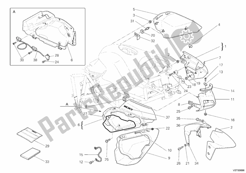 All parts for the Fairing of the Ducati Multistrada 1100 USA 2007